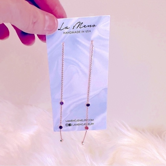 NWT La Meno Beautiful Rose Gold Dangle Earrings NWT - Picture 7 of 13